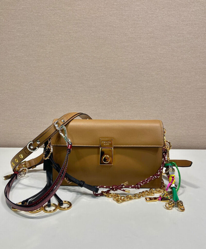Prada Soft Sound Small Leather Shoulder Bag With Charms 1BD379